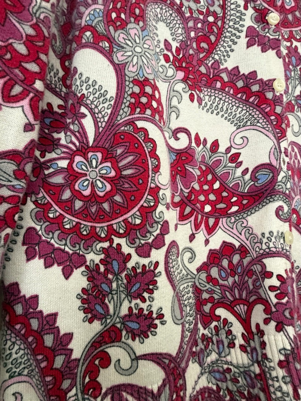 Ann Taylor White & Raspberry Paisley Button-Front Top - Picture 3 of 7